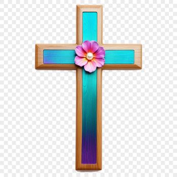 Image description of a cross with floral elements in high resolution, suitable for commercial use.