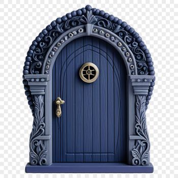 A small, transparent fairy door with intricate details in high resolution, suitable for commercial or personal use.