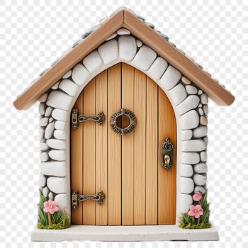 A whimsical fairy door with a transparent background, ideal for commercial or personal projects.