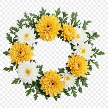 A floral wreath designed with high-resolution transparent elements for digital download.