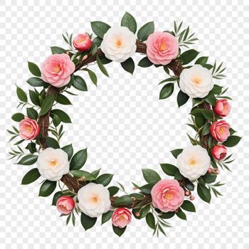 A transparent floral wreath with a clear background in high resolution PNG format.