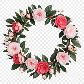A high-resolution floral wreath with clear background, suitable for sublimation printing and commercial or personal use.