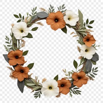 A high resolution floral wreath designed with transparent background suitable for sublimation printing.