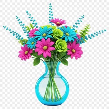 A clear and printable arrangement of flowers in various colors against a white background.