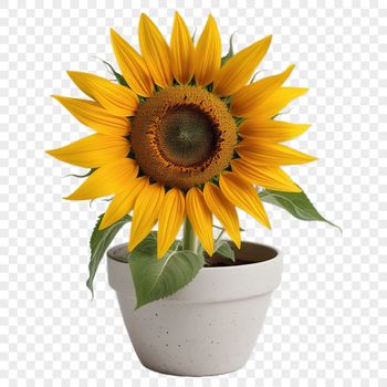 A high-resolution PNG image of a single tall sunflower in a clear background.