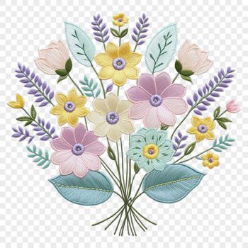A bouquet of colorful flowers arranged in a decorative style, suitable for various creative projects.