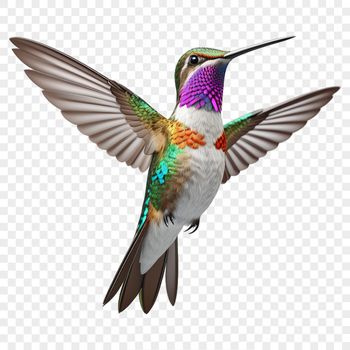 A clear background illustration of a hummingbird in flight, suitable for sublimation printing or digital use.
