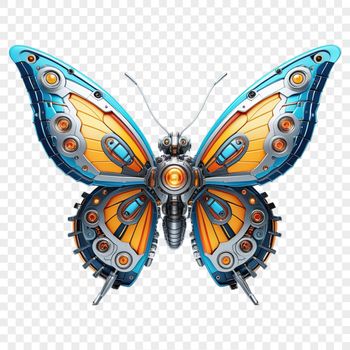 A colorful transparent PNG image of a realistic insect butterfly with vibrant wings.