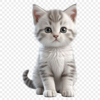 A free transparent PNG image of a playful grey cat in a fun pose.
