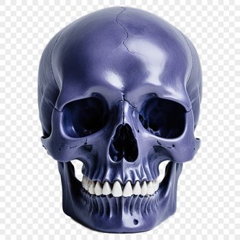 A transparent PNG image of a human skull with a clear background.