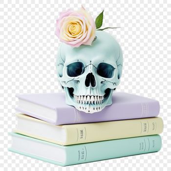 A transparent PNG illustration of a clear skull on a white background.