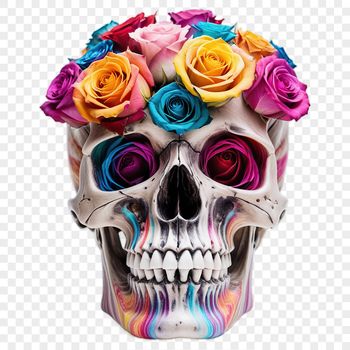 A detailed illustration of a skull in high resolution with a clear transparent background.