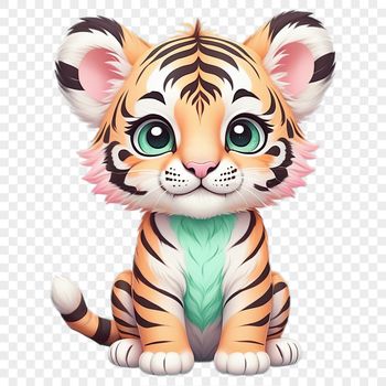 A high-resolution illustration of a large tiger on a transparent background.