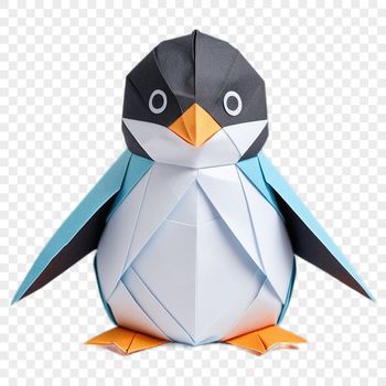 A young penguin chick standing on snow, with a clear background and transparent PNG format.