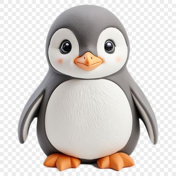 A small, endearing penguin chick in a clear background.