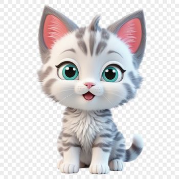 A transparent png file featuring a cute, adorable kitten suitable for commercial or personal use.