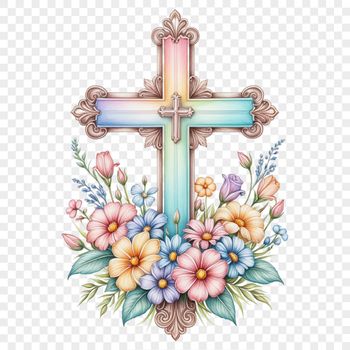 A transparent PNG image of a Crucifix icon with a clear background, suitable for sublimation printing.