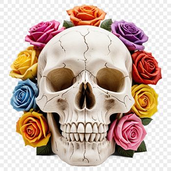 A simple skull illustration with a clear background, suitable for graphic design projects.