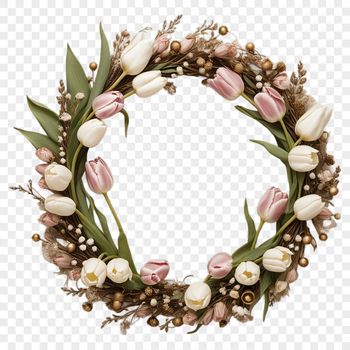 A transparent floral wreath design in high resolution PNG format.