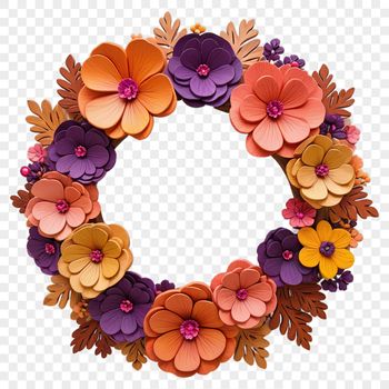 Floral wreath illustration with clear background and high-resolution details.