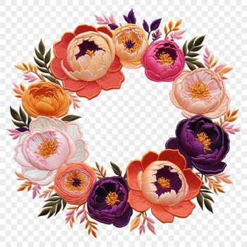 A high resolution floral wreath with clear background for sublimation and print quality.
