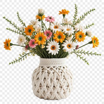A colorful bouquet of fresh flowers in a transparent background, ideal for commercial or personal use.