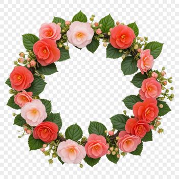 A high-resolution floral wreath with transparent background for commercial or personal use in print projects.