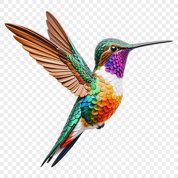 A high resolution transparent PNG image of a hummingbird perched on a branch against a clear background.