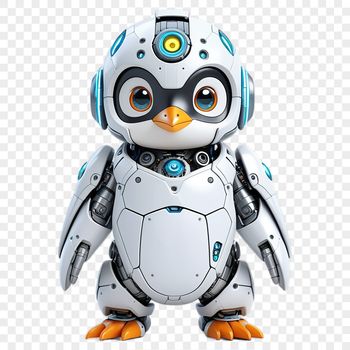 A baby penguin standing on a plain background.