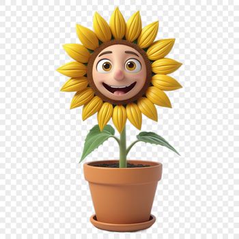 A large, high-quality PNG file of a bright yellow sunflower with a bold, prominent appearance.