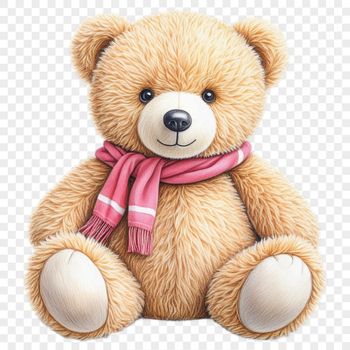 A high-resolution illustration of a teddy bear in transparent PNG format.