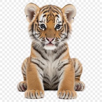 A high-resolution PNG image of a tiger in a transparent background format.