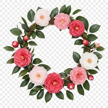 A clear background floral wreath design featuring colorful flowers for DIY projects, invitations, and signs.