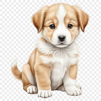 A large transparent PNG image featuring a cute cartoon dog in a simple composition.