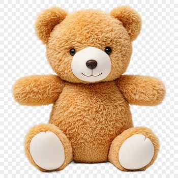 A high-resolution transparent teddy bear image in clear background.