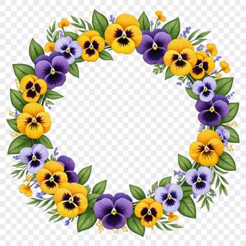 A high-resolution transparent PNG wreath featuring floral elements.