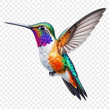 A clear image of a hummingbird with a transparent background.