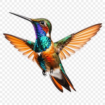 A clear background PNG image of a hummingbird in full color, suitable for commercial or personal use.