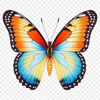 A colorful butterfly with wings in motion.