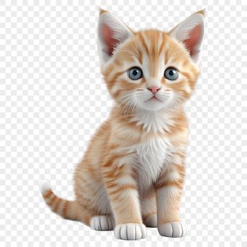 A high-resolution image of a small domestic cat with a clear background.