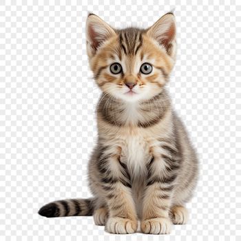 A high-resolution transparent PNG image of a playful kitten against a clear background.