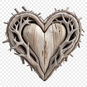 A stylized, transparent PNG image of a heart icon with a clear background.