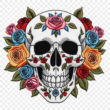A close-up image of a skull with intricate details, suitable for sublimation printing or as a clipart.