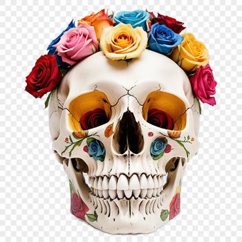 A clear image of a skull with a transparent background, suitable for sublimation printing and commercial use.