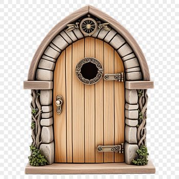 A colorful illustration of a miniature door with intricate details, perfect for custom printing or digital designs.