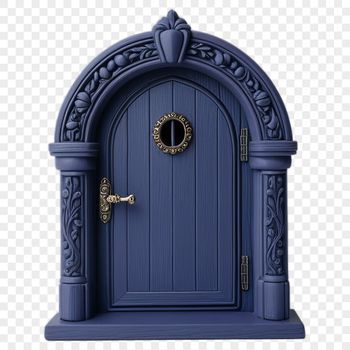 A transparent PNG image of a whimsical fairy door with intricate details, suitable for commercial and personal projects.