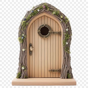 Colorful fairy door with intricate details, suitable for various creative projects.