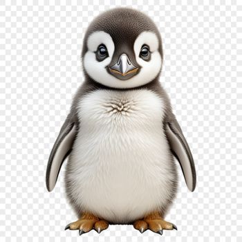 A clear and transparent high-resolution illustration of a cute baby penguin.