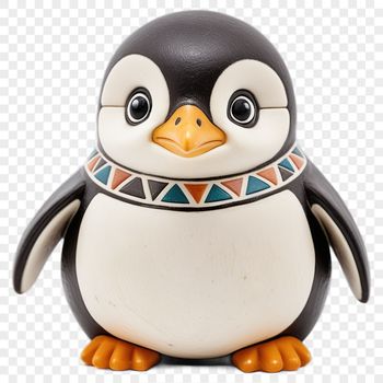 A baby penguin standing on rocky ground.