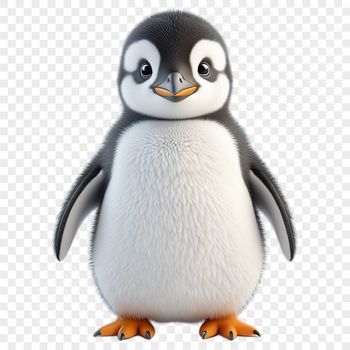 A cute penguin chick standing on a clear background.